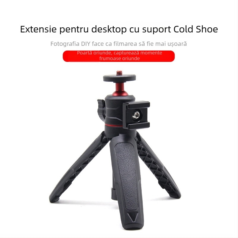 Trepied pentru telefon mobil și cameră mirrorless, PTZ pan-tilt sferic, aliaj de aluminiu + ABS, suport până la 2 kg, selfie ținut în mână