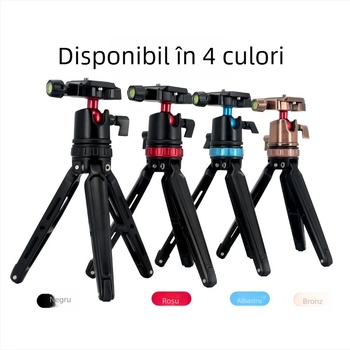 Tripod mic de masă pentru Cameră și Telefon – aliaj de aluminiu, cap pan-tilt sferic, plăcă cu eliberare rapidă, încărcare până la 5 kg