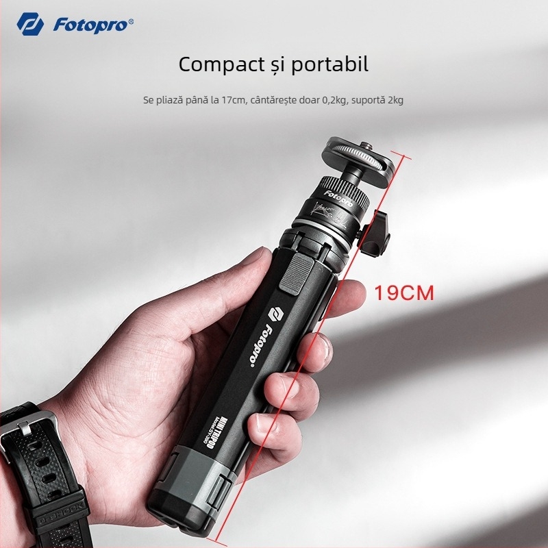 Trepied de masă SY-390 cu cap pan-tilt sferic, aliaj de aluminiu, sarcină 2 kg, greutate 0,25 kg