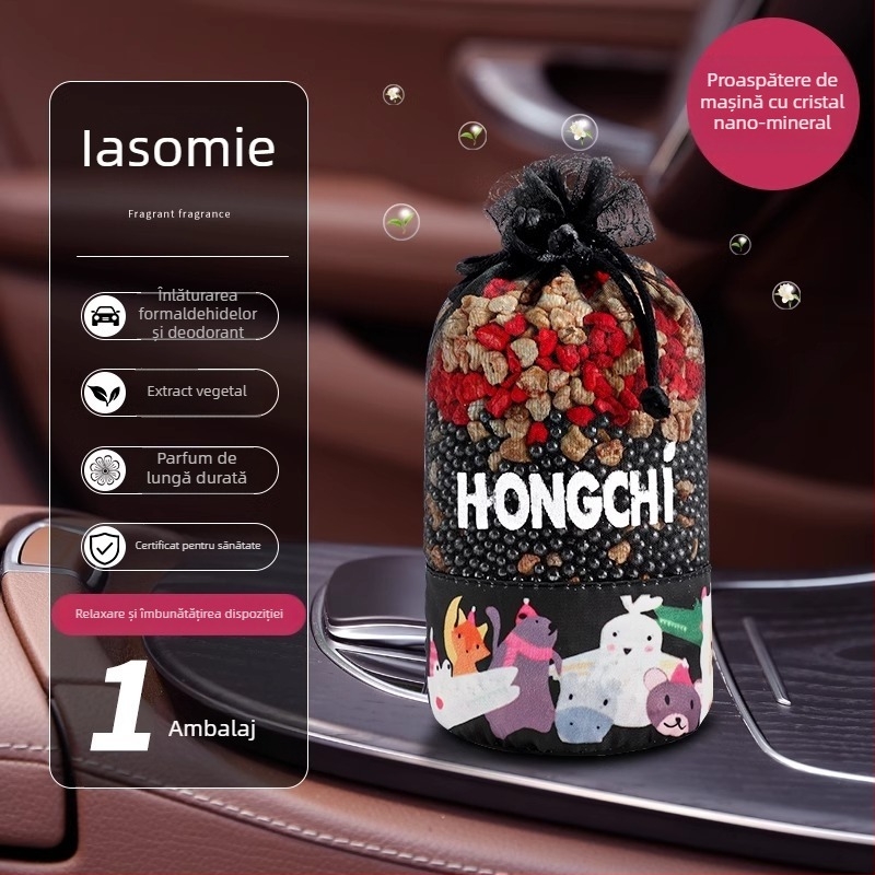 Parfum auto pentru interior cu flori uscate de iasomie și aromă de ceai Oolong, cristale nano-minerale, execuție naturală, design modern