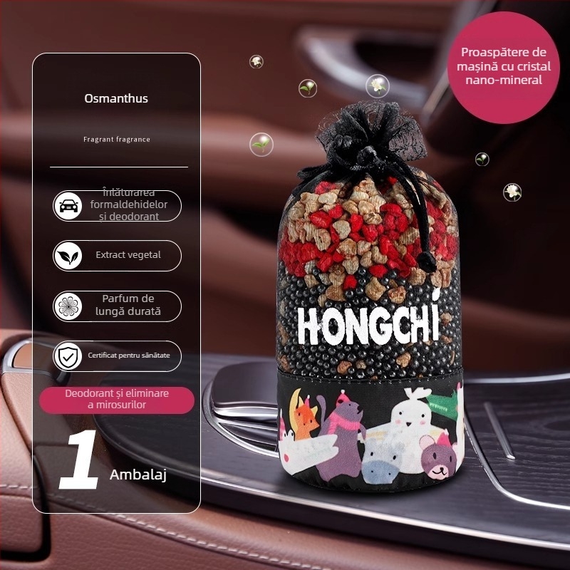 Parfum auto pentru interior cu flori uscate de iasomie și aromă de ceai Oolong, cristale nano-minerale, execuție naturală, design modern