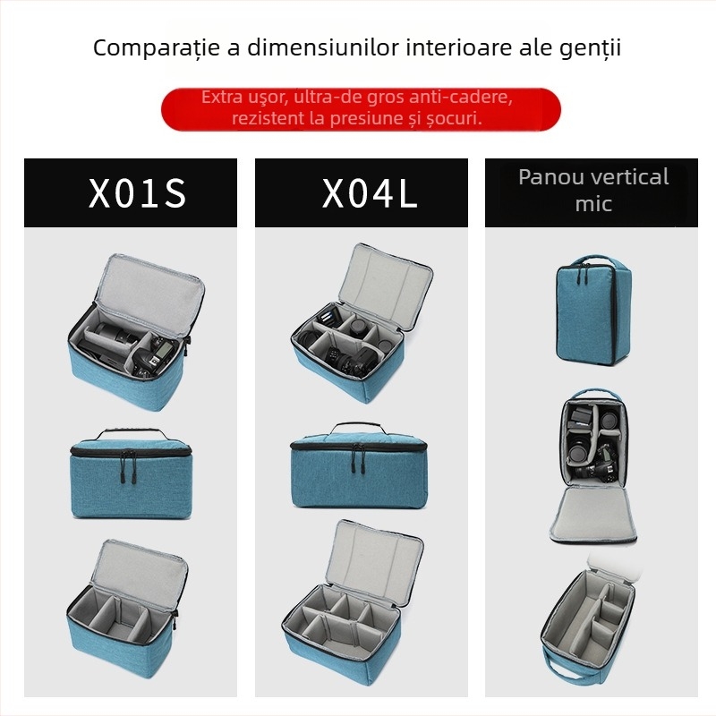Geantă pentru cameră SLR cu trei obiective, impermeabilă, ultraușoară, extensibilă, rezistentă la uzură, căptușită poliester