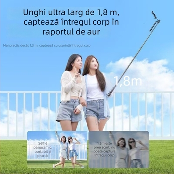 R16D Selfie Stick cu gimbal, trepied 3‑în‑1, iluminare LED și telecomandă Bluetooth – stabilizare a imaginii