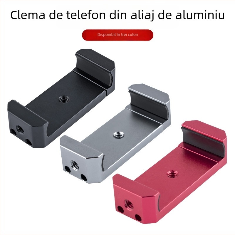 Suport pentru telefon de birou, din aliaj, cu cap pan/tilt pentru selfie și fotografii în direct, cu hot shoe universal