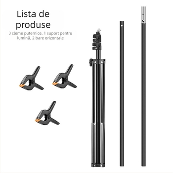 Zhijie Stativ pentru Fundal Fotografic, 3 secțiuni, Diametre țevi 2.2/1.8/1.6 cm, Greutate 0,95 kg