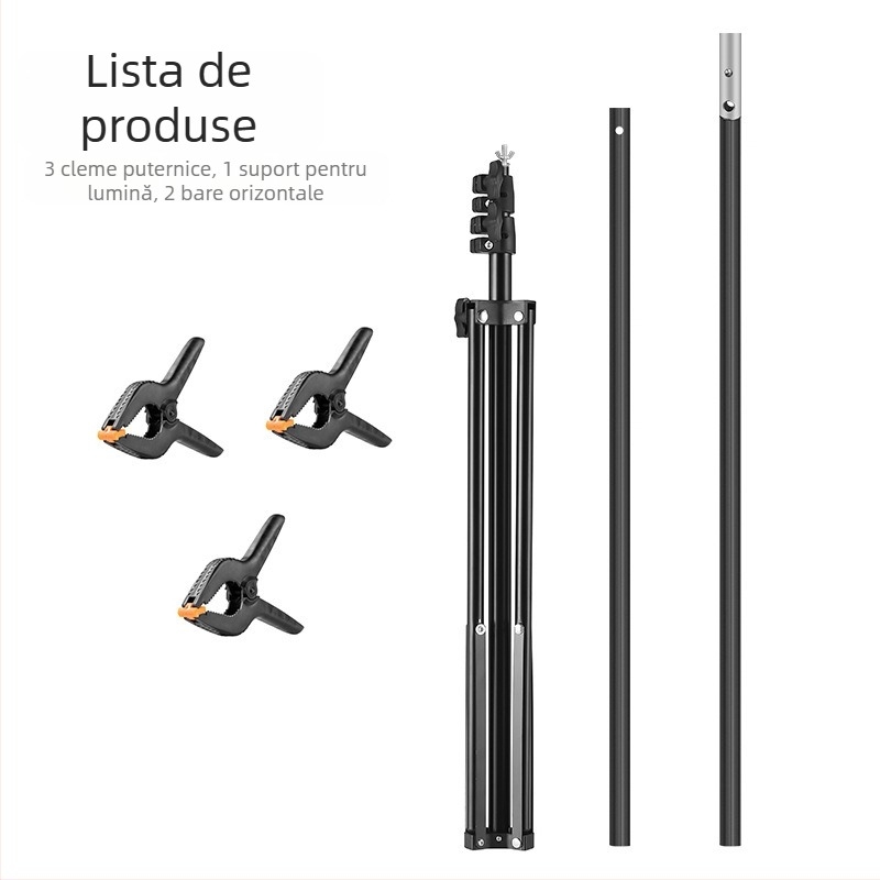 Zhijie Stativ pentru Fundal Fotografic, 3 secțiuni, Diametre țevi 2.2/1.8/1.6 cm, Greutate 0,95 kg