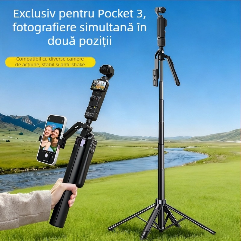 Băț de selfie cu bază de podea pentru DJI Pocket 3 — Ultra-stabil, Portabil, Ideal pentru filmări în aer liber, concerte și călătorii