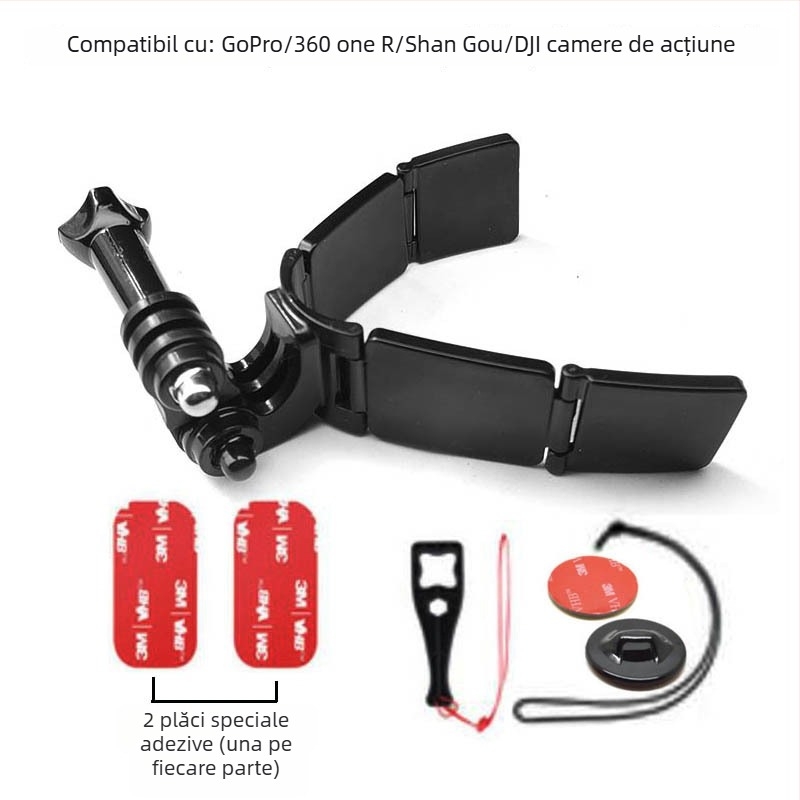 Suport pentru cască de motocicletă cu balama pentru cameră de acțiune (Brand TUYU, Model Hinge chin stand, Material PC, Compatibil: Cameră de mișcare)