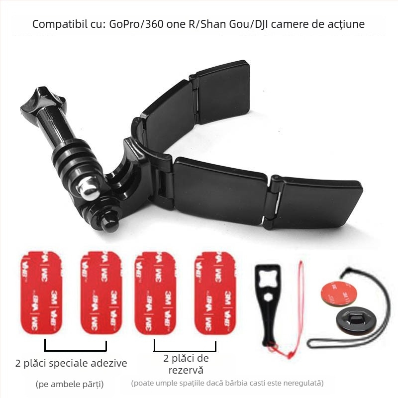 Suport pentru cască de motocicletă cu balama pentru cameră de acțiune (Brand TUYU, Model Hinge chin stand, Material PC, Compatibil: Cameră de mișcare)