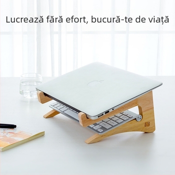 Suport vertical pentru laptop din lemn, cu răcire, suport de birou pliabil pentru depozitare și protecție a coloanei cervicale (Model 200200028)