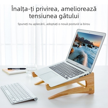 Suport vertical pentru laptop din lemn, cu răcire, suport de birou pliabil pentru depozitare și protecție a coloanei cervicale (Model 200200028)