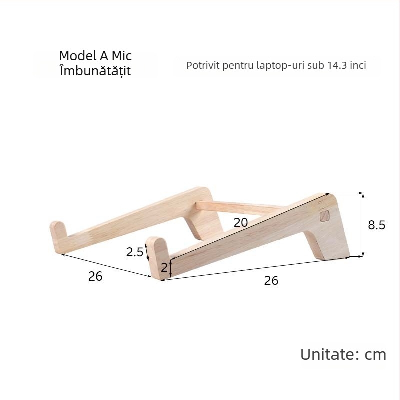 Suport vertical pentru laptop din lemn, cu răcire, suport de birou pliabil pentru depozitare și protecție a coloanei cervicale (Model 200200028)