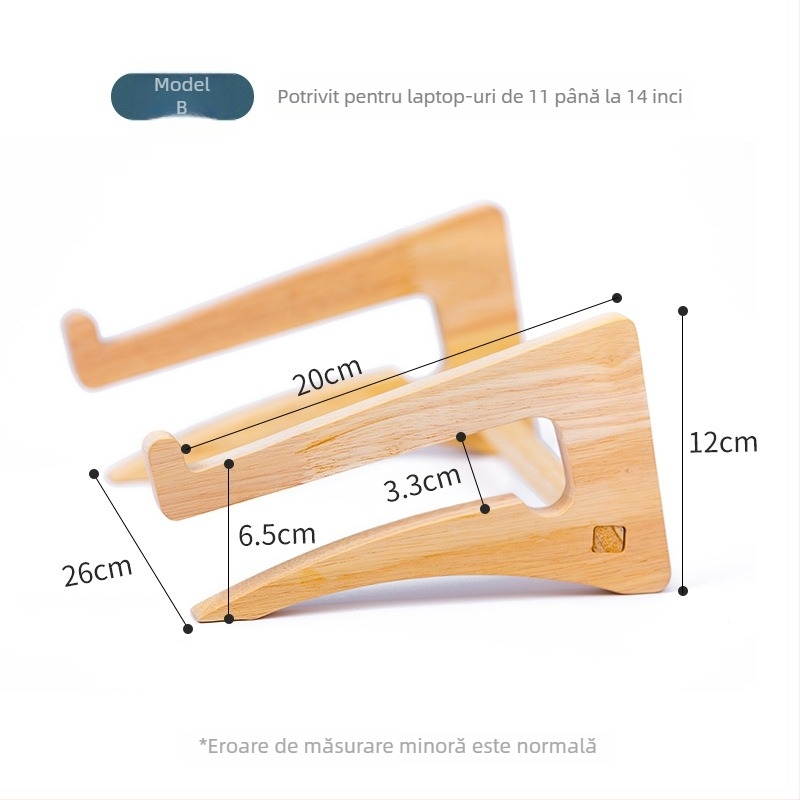 Suport vertical pentru laptop din lemn, cu răcire, suport de birou pliabil pentru depozitare și protecție a coloanei cervicale (Model 200200028)