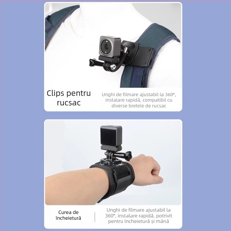 PS-0033 Set accesorii DJI Action2 pentru seria Action2: clips pentru rucsac, bandă pentru cap, curea pentru piept, curea de încheietură