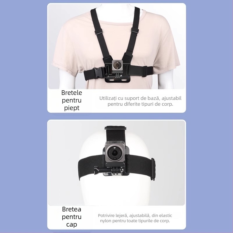 PS-0033 Set accesorii DJI Action2 pentru seria Action2: clips pentru rucsac, bandă pentru cap, curea pentru piept, curea de încheietură