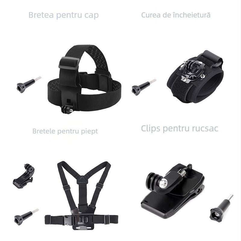 PS-0033 Set accesorii DJI Action2 pentru seria Action2: clips pentru rucsac, bandă pentru cap, curea pentru piept, curea de încheietură