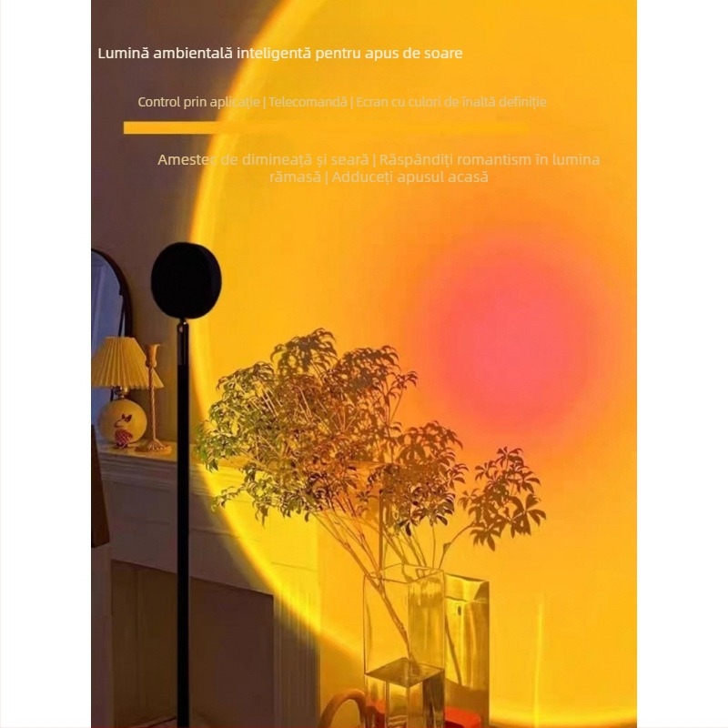 Lampă de podea cu culoare de apus reglabilă și lumină ambientală pentru curte, alimentare cu curent alternativ (AC), montaj pe perete, fără control inteligent, potrivită pentru streaming live și fotografie