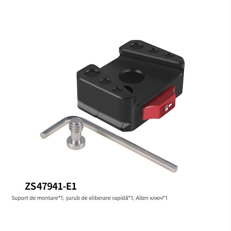 Placă de eliberare rapidă din aliaj de aluminiu; compatibilă cu trepied, camere SLR/mirrorless și camere de acțiune; greutate 0.045 kg