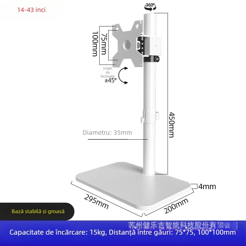 Suport pentru monitor VESA compatibil, tip ridicare, înălțime reglabilă și rotire