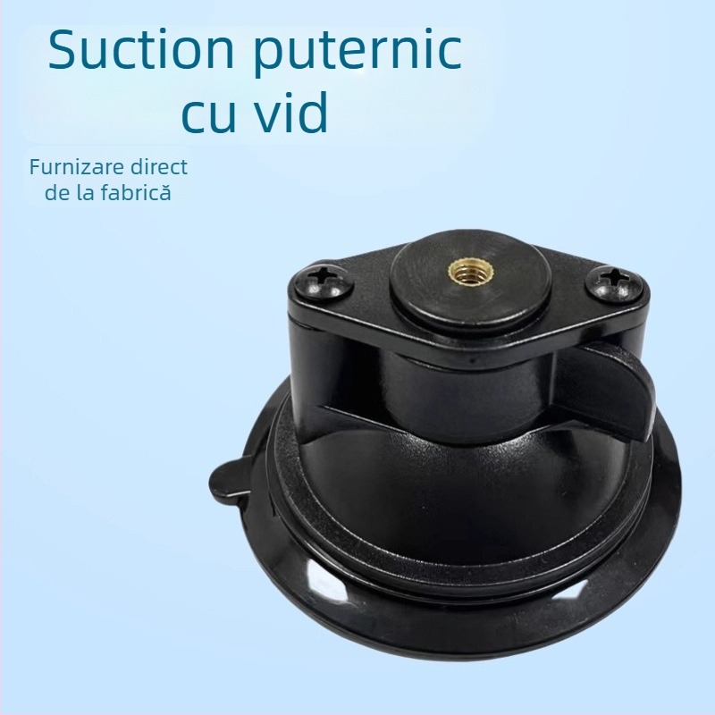 Suport cameră cu ventuză pentru mașină și suport pentru telefon pe parbriz — universal, aspirație puternică, cupă unică, filet 1/4 (ABS+PE rezistent la temperaturi înalte)