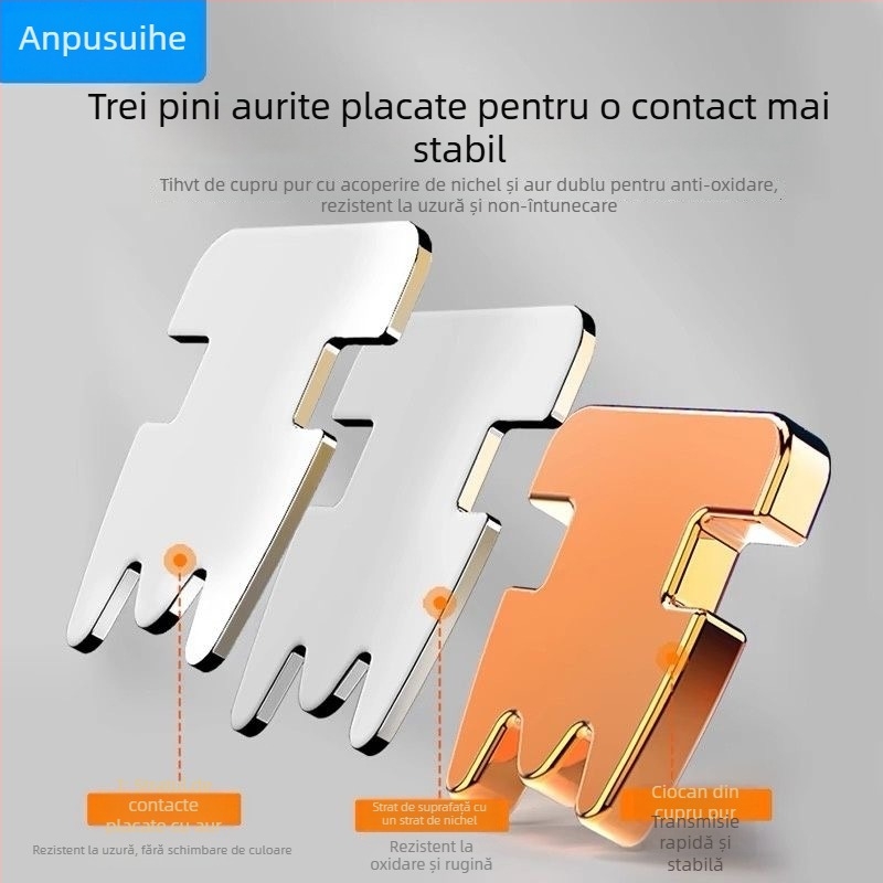 Conector RJ45 cu 8 conductori din cupru pur, contacte placate cu aur, compatibil Cat5e/Cat6, transmisie de înaltă viteză