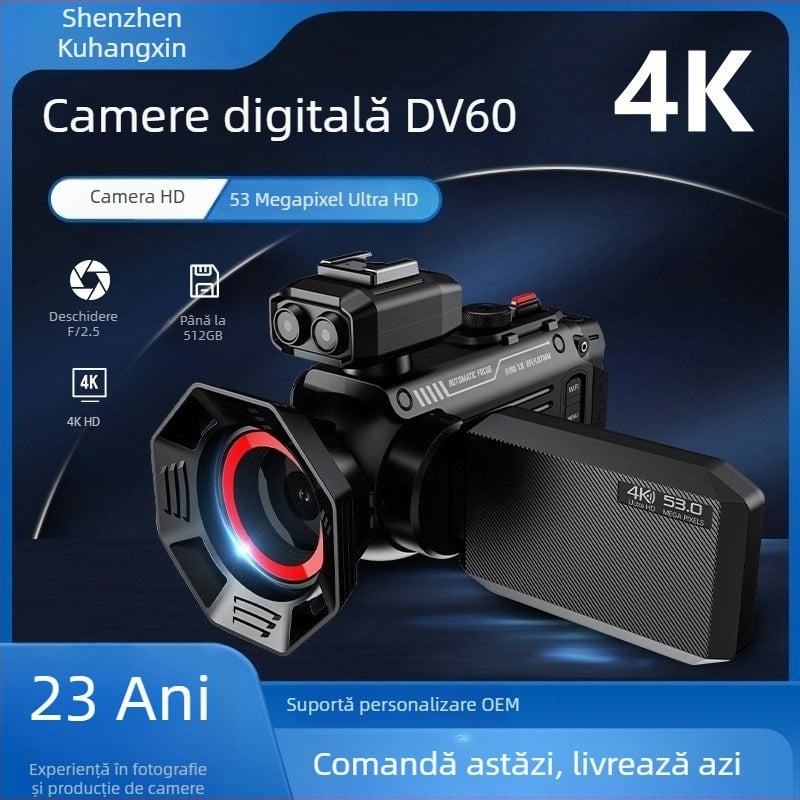 All-in-One Cameră 4K WiFi cu zoom optic 50x, senzor CMOS, ecran LCD de 3,0 inch