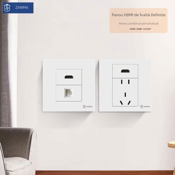 Zanpai Panou HDMI încastrat de tip 86 pentru montaj în perete, HDMI 2.0, 4K, priză HDMI de perete, Standard Național