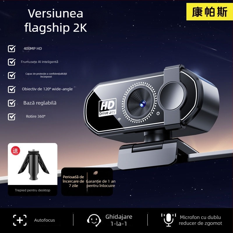 Cameră PTZ inteligentă pentru desktop, cu rezoluție 4K, senzor de 800k și interfață USB 2.0