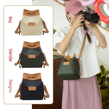 Geantă pentru cameră mirrorless — ultraușoară, PU, impermeabilă, stil geantă de mână, curea de umăr curbată, potrivită pentru SLR și obiective