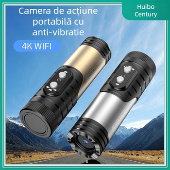 Cameră pentru cască cu design de lanternă: videoclipuri 4K, senzor 8MP, IP66 rezistent la apă, baterie 1600mAh, WiFi