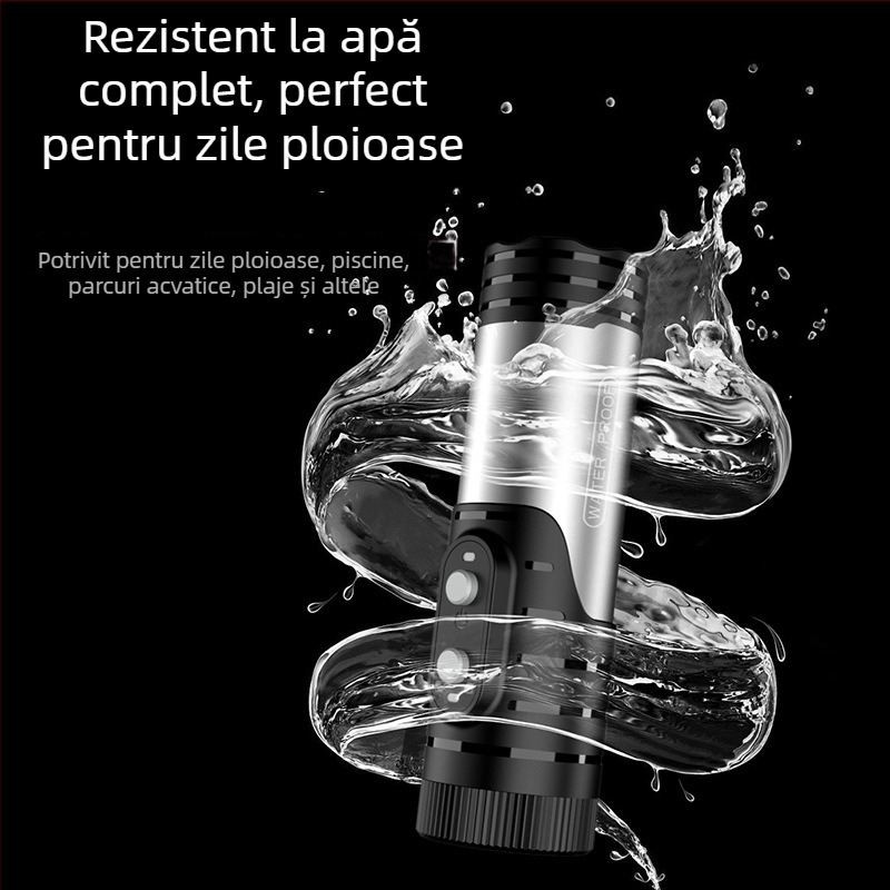 Cameră pentru cască cu design de lanternă: videoclipuri 4K, senzor 8MP, IP66 rezistent la apă, baterie 1600mAh, WiFi