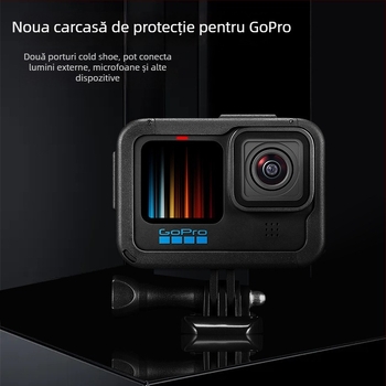 GoPro 10/11/12/13 cadru plastic cu protecție anti-cadere și capac baterie – Material PA; include cadru, bază, șuruburi lungi, capac obiectiv, capac baterie; ambalaj inclus; compatibil GoPro 9