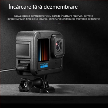 GoPro 10/11/12/13 cadru plastic cu protecție anti-cadere și capac baterie – Material PA; include cadru, bază, șuruburi lungi, capac obiectiv, capac baterie; ambalaj inclus; compatibil GoPro 9