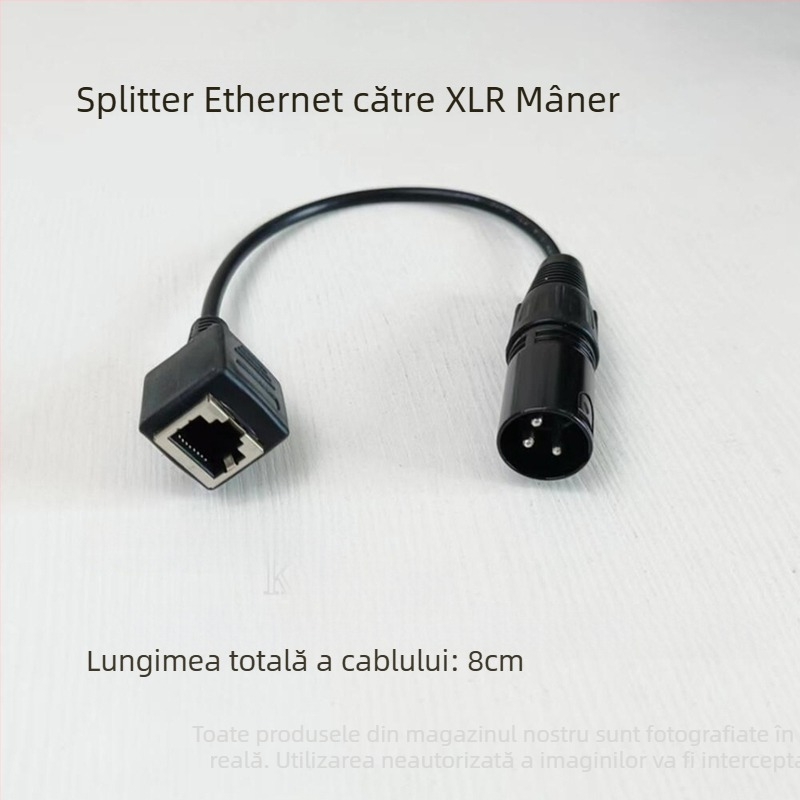 Adaptor DMX512 XLR către RJ45 pentru iluminat de scenă – cablu cu trei conductori, utilizare în interior, 100–220V