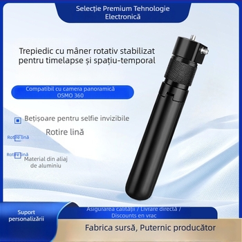 Trepied cu mâner rotativ din aliaj de aluminiu, extensie pentru camere Insta360 și camere panoramice DJI, model Zd-0258, 4 secțiuni, sarcină maximă până la 2 kg