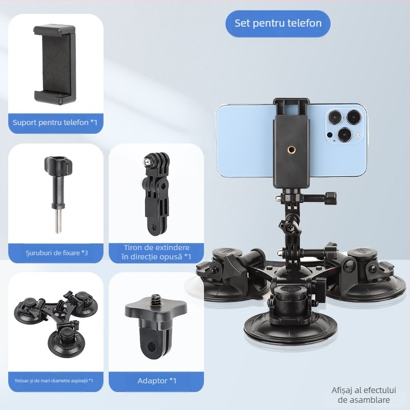 Suport auto pentru tabletă cu ventuză; compatibil cu DJI Zhiyun și alte stabilizatoare antișoc; material plastic; personalizare disponibilă