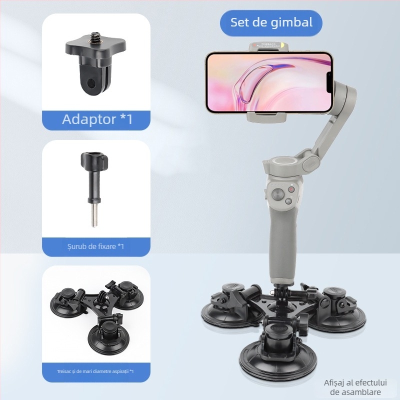 Suport auto pentru tabletă cu ventuză; compatibil cu DJI Zhiyun și alte stabilizatoare antișoc; material plastic; personalizare disponibilă