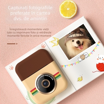 Cameră pentru copii cu imprimare A7 – 12 MP, ecran LCD de 2,4 inch, card TF, autonomie baterie 3,5 ore