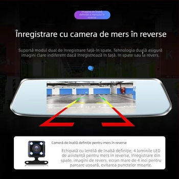 Camera de bord auto cu camere frontale și spate duale, 1080p, unghi de vizualizare 120°, imagine inversă, înregistrare ciclică