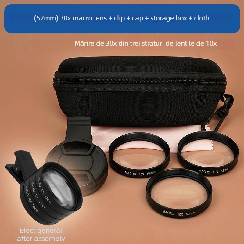 Baster Bst-30x lentilă macro pentru telefon mobil, cu acoperire HD