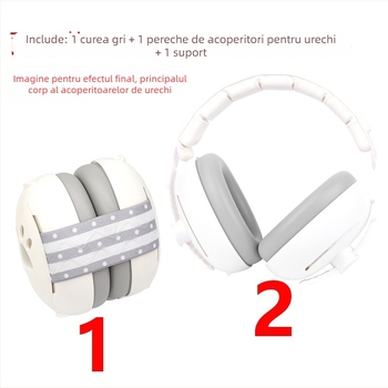 Protecții pentru urechi pentru copii, căști cu bandă pentru cap, 2 în 1 pentru somn și izolare fonică, ABS, NRR 24, căptușeală din cauciuc, bandă pentru cap + elastic