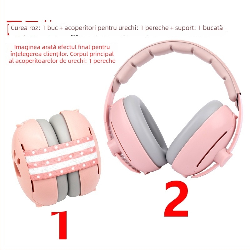Protecții pentru urechi pentru copii, căști cu bandă pentru cap, 2 în 1 pentru somn și izolare fonică, ABS, NRR 24, căptușeală din cauciuc, bandă pentru cap + elastic