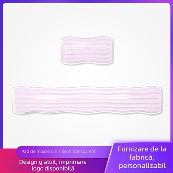 Set pentru birou: suport pentru încheietura mouse-ului și pad pentru tastatură, silicon transparent + folie PP, cu față unică, turnare prin injecție, imprimare logo disponibil