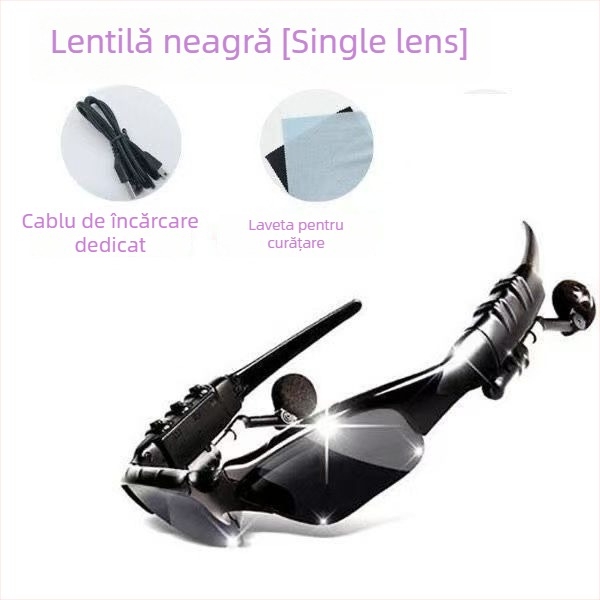 Ochelari Bluetooth cu casti, ochelari de soare polarizați, montare pe cap (distanță de 10 m, Bluetooth 5.0, autonomie 4-8 ore)