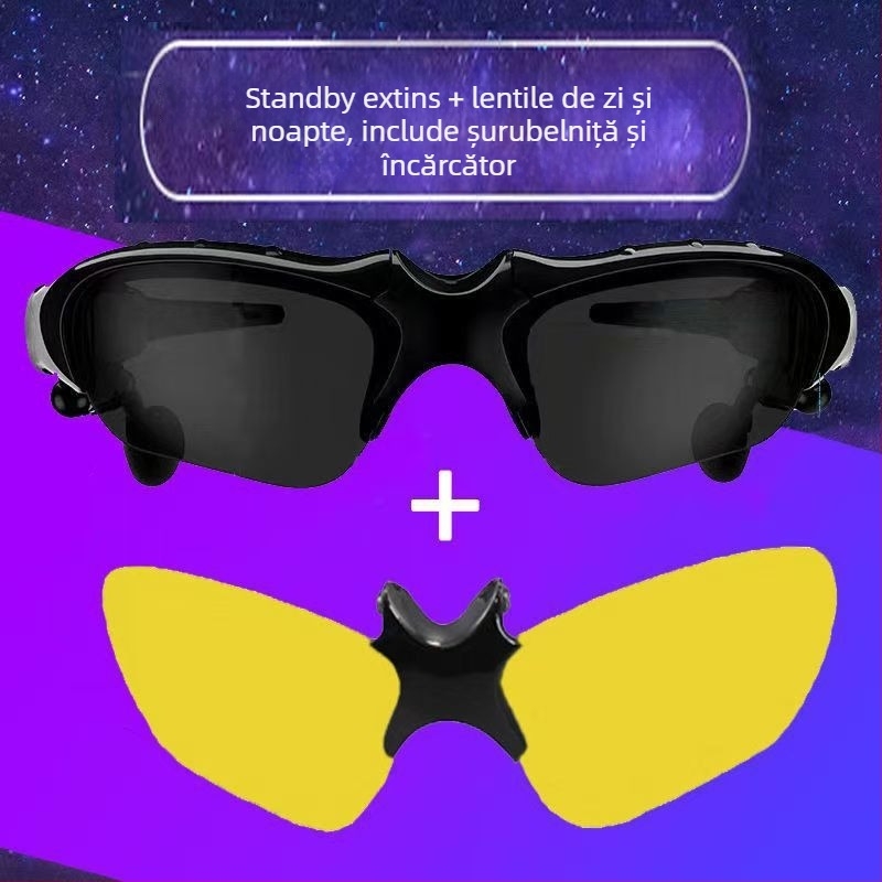 Ochelari Bluetooth cu casti, ochelari de soare polarizați, montare pe cap (distanță de 10 m, Bluetooth 5.0, autonomie 4-8 ore)