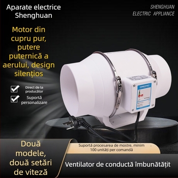 Ventilator canal de evacuare – puternic și silențios, ventilație pentru bucătărie, model SL-100-1, 220V, 35–160W, stil presiune pe conductă