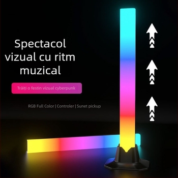 Lumină ambientală RGB pentru birou cu senzor de sunet, pentru gaming, alimentare USB, 5V, control inteligent