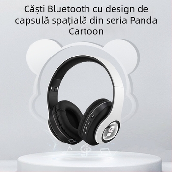 Căști cu design Capsule Spațial desen animat, fără fir Bluetooth 5.3, montate pe cap, rază de 10 m, baterie 4–8 ore, iluminare respiratorie, stereo