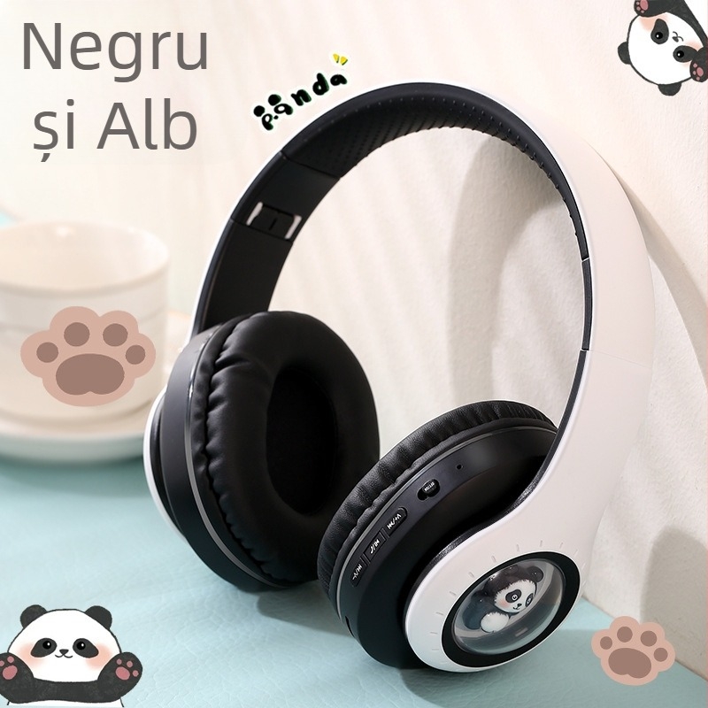 Căști cu design Capsule Spațial desen animat, fără fir Bluetooth 5.3, montate pe cap, rază de 10 m, baterie 4–8 ore, iluminare respiratorie, stereo