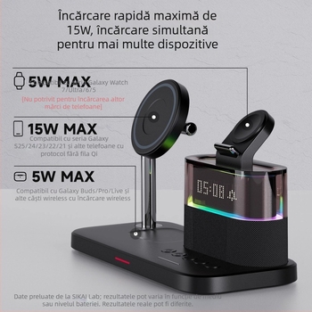 SIKAI Încărcător Wireless 3-în-1 pentru Samsung Galaxy Watch8/7/5/4 — 18W Max, QC4.0, stand de birou